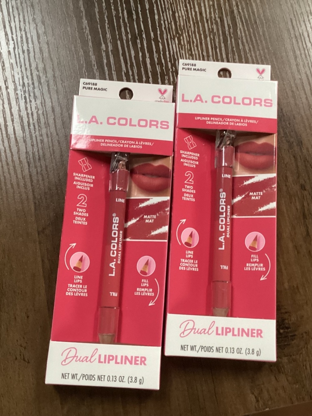 L.A. COLORS Dual Lip Liner Pencil - Pure Magic Bundle 2-pack New